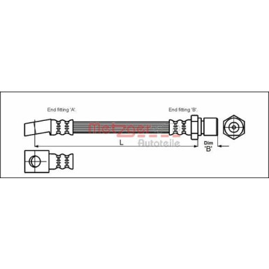 Metzger | Bremsschlauch | 4112812