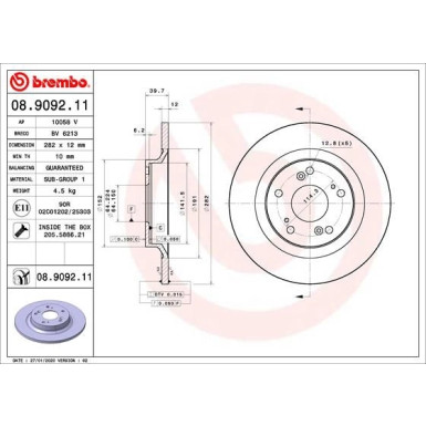 Brembo | Bremsscheibe | 08.9092.11