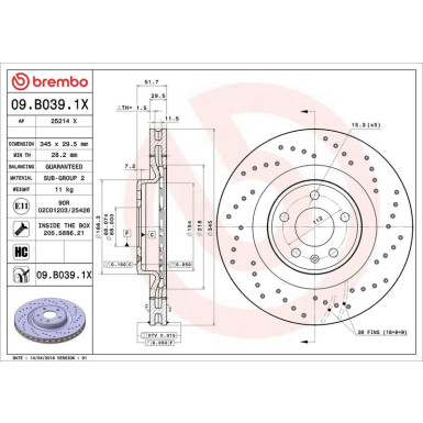 Brembo | Bremsscheibe | 09.B039.1X Brembo | Bremsscheibe | 09.B039.1X