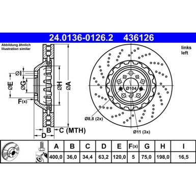 ATE | Bremsscheibe | 24.0136-0126.2