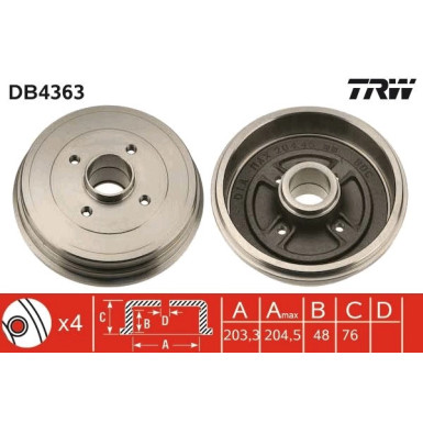 TRW | Bremstrommel | DB4363