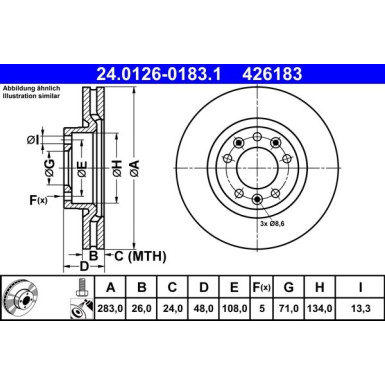 ATE | Bremsscheibe | 24.0126-0183.1