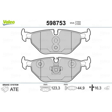 Valeo | Bremsbelagsatz, Scheibenbremse | 598753