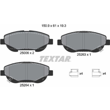 Textar | Bremsbelagsatz, Scheibenbremse | 2500601