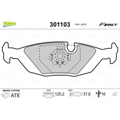 Valeo | Bremsbelagsatz, Scheibenbremse | 301103