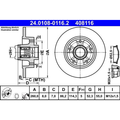 ATE | Bremsscheibe | 24.0108-0116.2