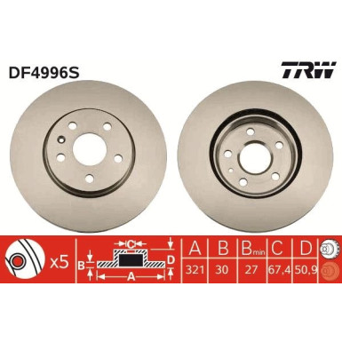 TRW | Bremsscheibe | DF4996S