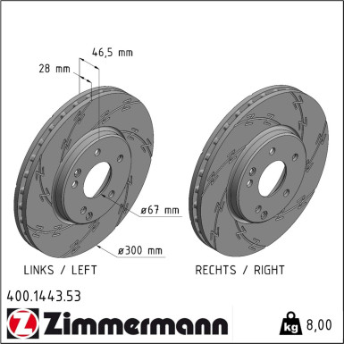 Zimmermann | Bremsscheibe | 400.1443.53