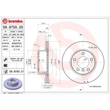 Brembo | Bremsscheibe | 09.9750.21