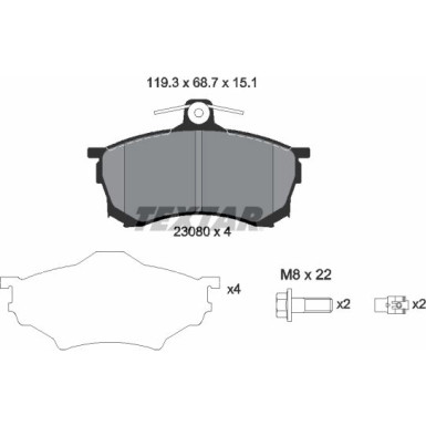 Textar | Bremsbelagsatz, Scheibenbremse | 2308001
