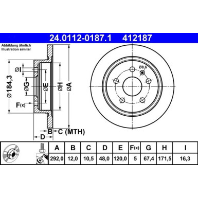 ATE | Bremsscheibe | 24.0112-0187.1