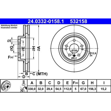 ATE | Bremsscheibe | 24.0332-0158.1