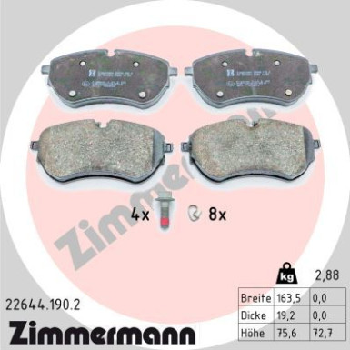 Zimmermann | Bremsbelagsatz, Scheibenbremse | 22644.190.2