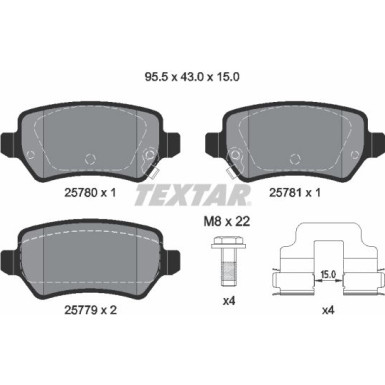 Textar | Bremsbelagsatz, Scheibenbremse | 2578001