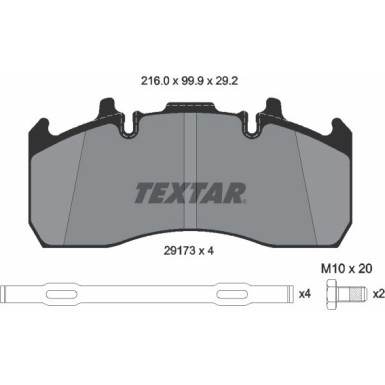 Textar | Bremsbelagsatz, Scheibenbremse | 2917301