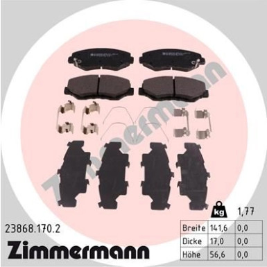 Zimmermann | Bremsbelagsatz, Scheibenbremse | 23868.170.2