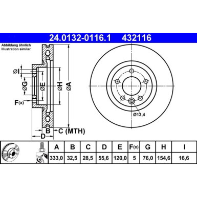 ATE | Bremsscheibe | 24.0132-0116.1