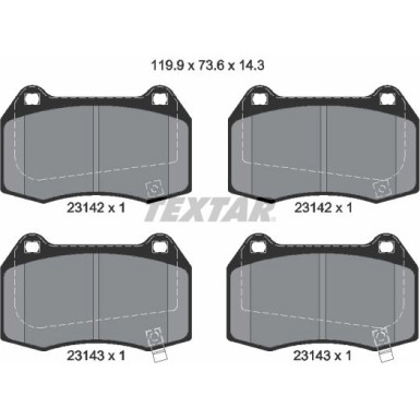 Textar | Bremsbelagsatz, Scheibenbremse | 2314201