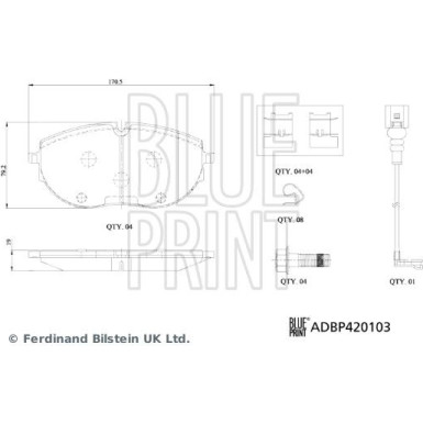 Blue Print | Bremsbelagsatz, Scheibenbremse | ADBP420103