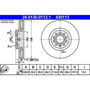 ATE | Bremsscheibe | 24.0130-0113.1