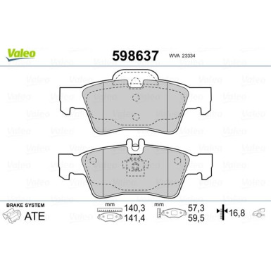 Valeo | Bremsbelagsatz, Scheibenbremse | 598637