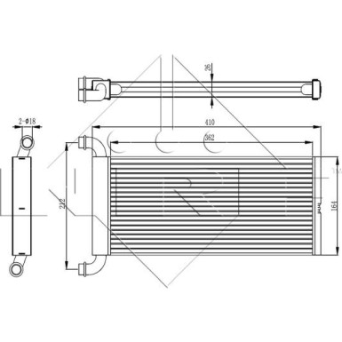 NRF | Wärmetauscher, Innenraumheizung | ohne Rohr | 54326