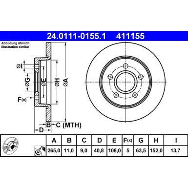 ATE | Bremsscheibe | 24.0111-0155.1