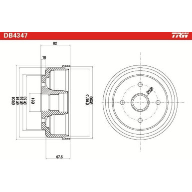 TRW | Bremstrommel | DB4347