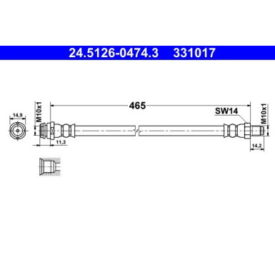 ATE | Bremsschlauch | 24.5126-0474.3