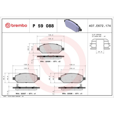 Brembo | Bremsbelagsatz, Scheibenbremse | P 59 088