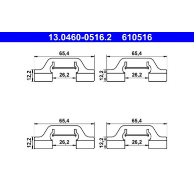 ATE | Zubehörsatz, Scheibenbremsbelag | 13.0460-0516.2