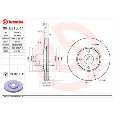 Brembo | Bremsscheibe | 09.D216.11