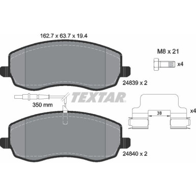 Textar | Bremsbelagsatz, Scheibenbremse | 2483901