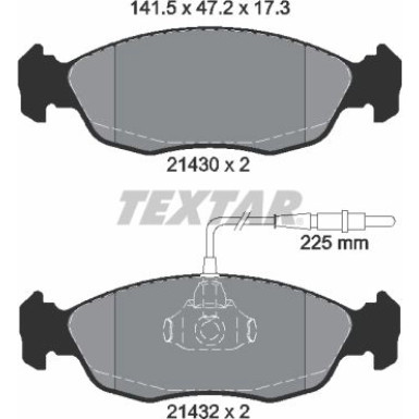 Textar | Bremsbelagsatz, Scheibenbremse | 2143001