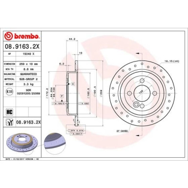 Brembo | Bremsscheibe | 08.9163.2X