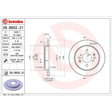 Brembo | Bremsscheibe | 08.B602.21