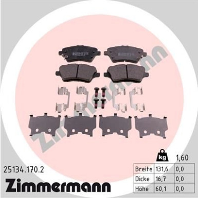 Zimmermann | Bremsbelagsatz, Scheibenbremse | 25134.170.2