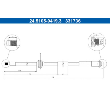 ATE | Bremsschlauch | 24.5105-0419.3