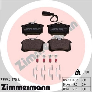 Zimmermann | Bremsbelagsatz, Scheibenbremse | 23554.170.4