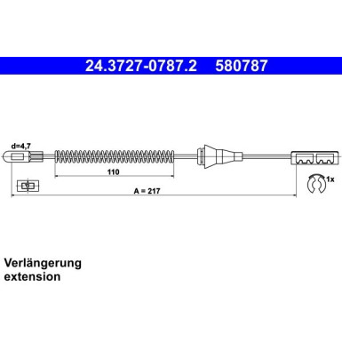 ATE | Seilzug, Feststellbremse | 24.3727-0787.2