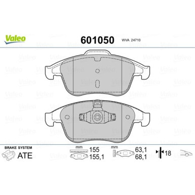 Valeo | Bremsbelagsatz, Scheibenbremse | 601050