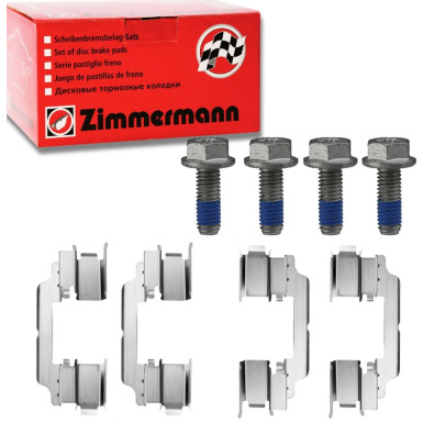 ZIMMERMANN 25163.185.2 Bremsbeläge für Verschleißwarnanzeiger vorbereitet, mit Schrauben und Gleitblech