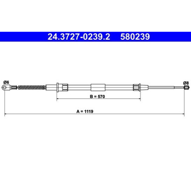 ATE | Seilzug, Feststellbremse | 24.3727-0239.2