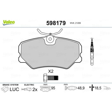 Valeo | Bremsbelagsatz, Scheibenbremse | 598179