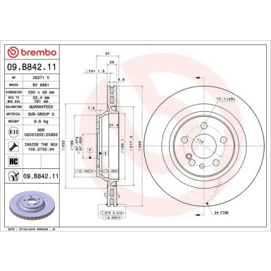 Brembo | Bremsscheibe | 09.B842.11 Brembo | Bremsscheibe | 09.B842.11