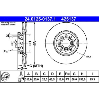 ATE | Bremsscheibe | 24.0125-0137.1