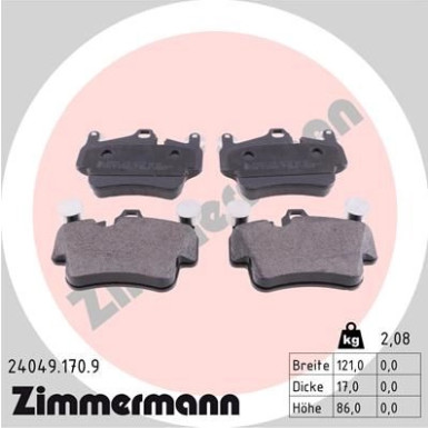 Zimmermann | Bremsbelagsatz, Scheibenbremse | 24049.170.9