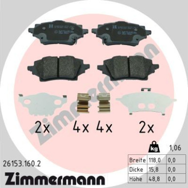 Zimmermann | Bremsbelagsatz, Scheibenbremse | 26153.160.2