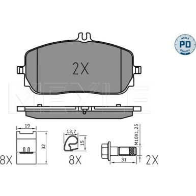 Meyle | Bremsbelagsatz, Scheibenbremse | 025 229 4419/PD