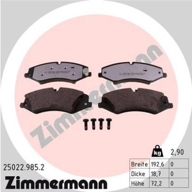 Zimmermann | Bremsbelagsatz, Scheibenbremse | 25022.985.2